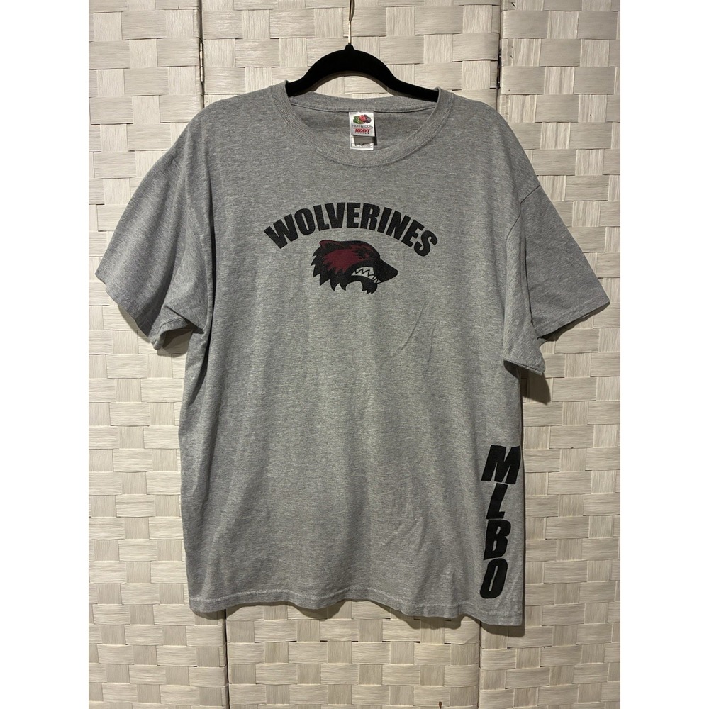 Fruit of the Loom Wolverines MLBO Graphic T-Shirt Mens Large Heather Gray Cotton